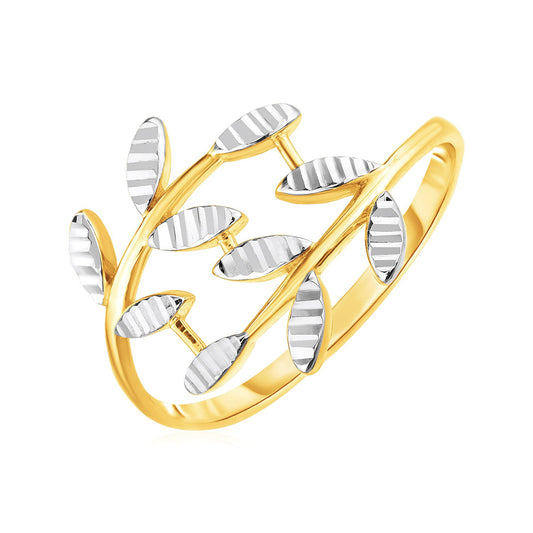Feuille Crossover Ring — 14K Two-Tone Gold
