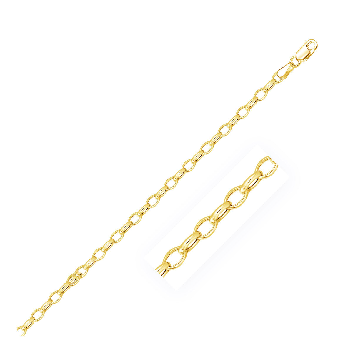 14k Yellow Gold Oval Rolo Chain
