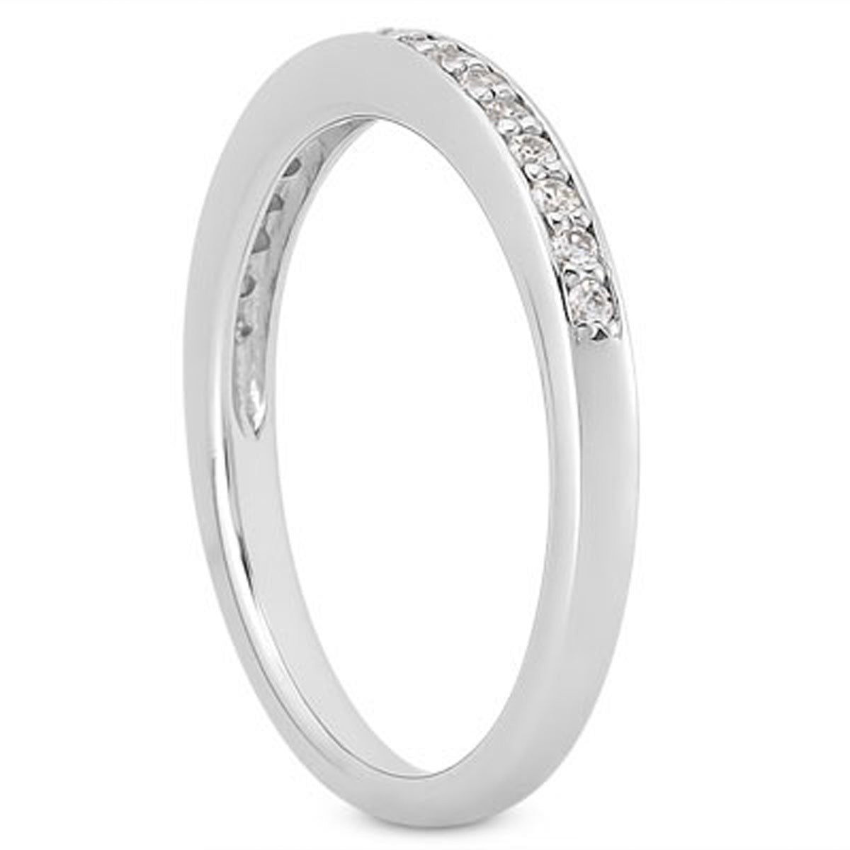 14k White Gold Micro-pave Flat Sided Diamond Wedding Ring Band RCJ Rings  CELESTIA LUXE JEWELLERS