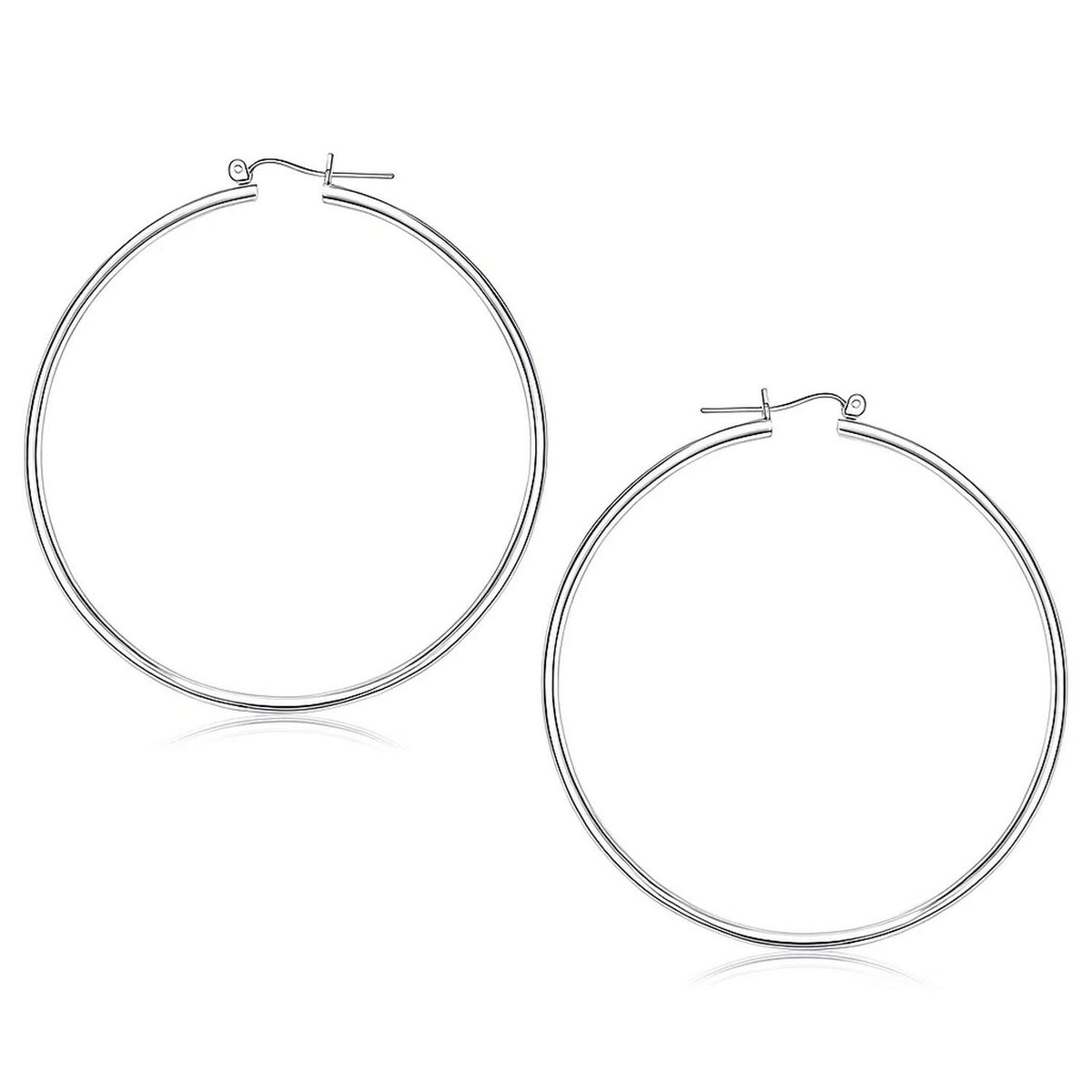 14k White Gold Polished Hoop Earrings