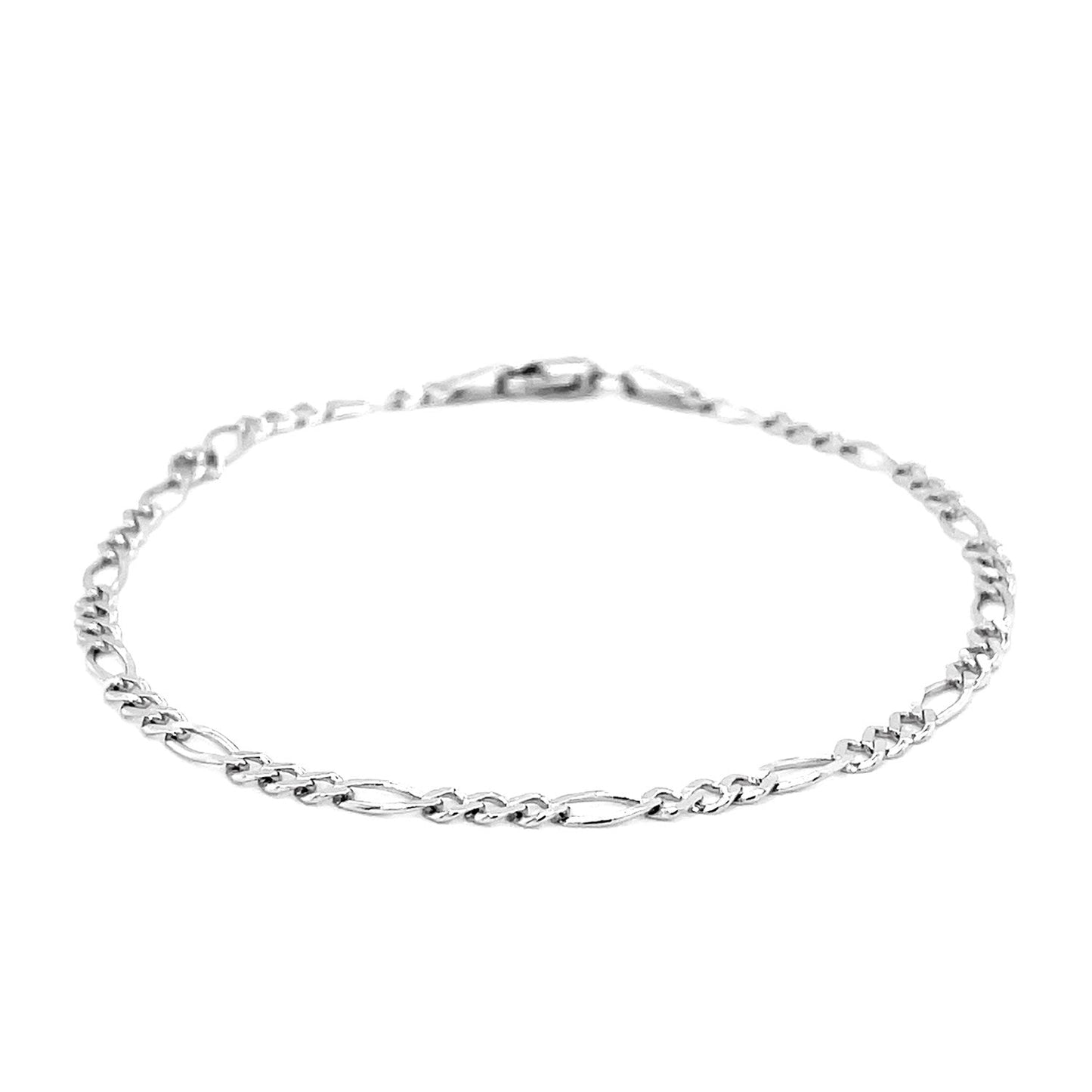 14k White Gold Solid Figaro Bracelet (2.60 mm) RCJ Bracelets  CELESTIA LUXE JEWELLERS