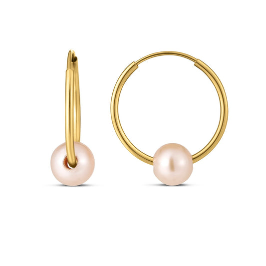 14k Yellow Gold Round Endless Pearl Earring(1x14mm) RCJ Earrings  CELESTIA LUXE JEWELLERS