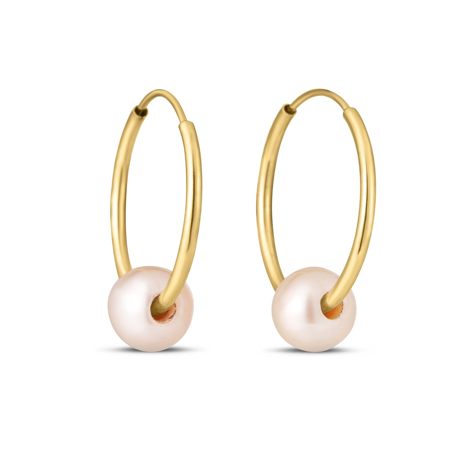 14k Yellow Gold Round Endless Pearl Earring(1x14mm) RCJ Earrings  CELESTIA LUXE JEWELLERS