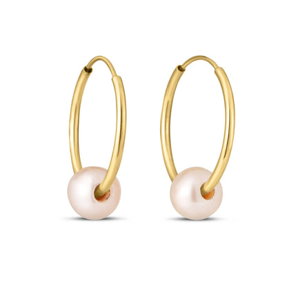 14k Yellow Gold Round Endless Pearl Earring(1x14mm) RCJ Earrings  CELESTIA LUXE JEWELLERS