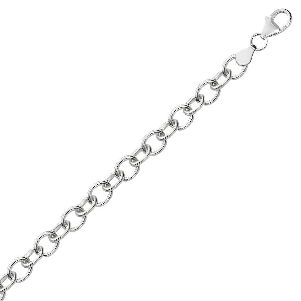 Sterling Silver Rhodium Plated Fancy Charm Bracelet (6.70 mm) RCJ Bracelets  CELESTIA LUXE JEWELLERS