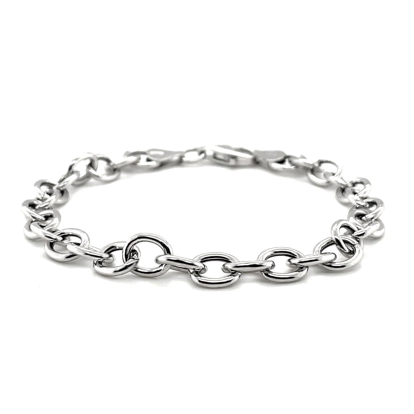 Sterling Silver Rhodium Plated Fancy Charm Bracelet (6.70 mm) RCJ Bracelets  CELESTIA LUXE JEWELLERS
