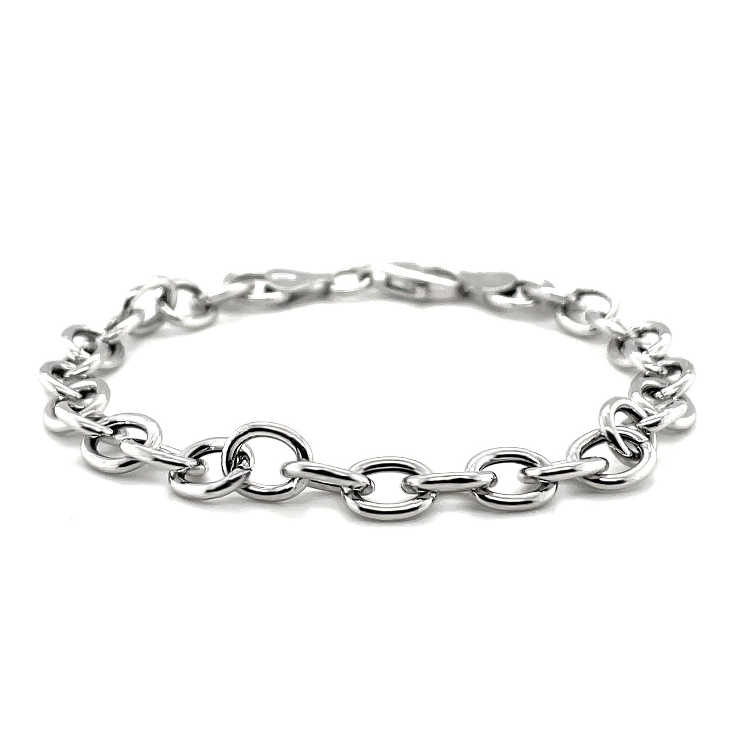 Sterling Silver Rhodium Plated Fancy Charm Bracelet (6.70 mm) RCJ Bracelets  CELESTIA LUXE JEWELLERS