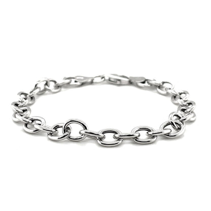 Sterling Silver Rhodium Plated Fancy Charm Bracelet (6.70 mm) RCJ Bracelets  CELESTIA LUXE JEWELLERS