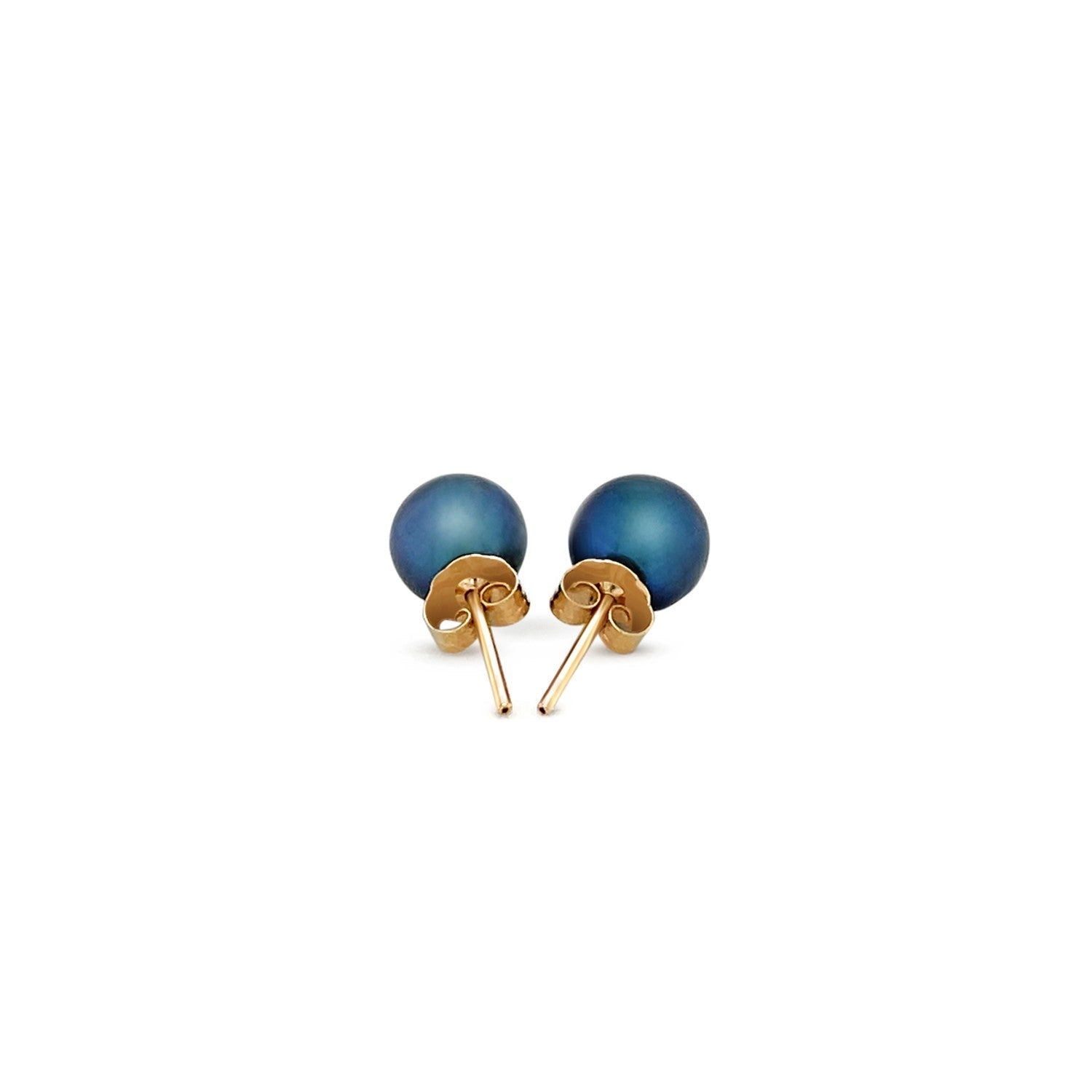 14k Yellow Gold Cultured Black Pearl Stud Earrings (6mm) RCJ Earrings  CELESTIA LUXE JEWELLERS