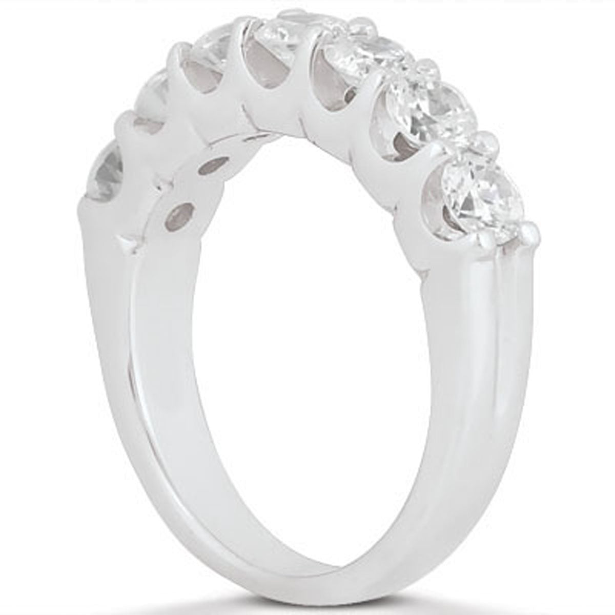 14k White Gold Diamond Scalloped Shared U Prong Setting Wedding Ring Band RCJ Rings  CELESTIA LUXE JEWELLERS