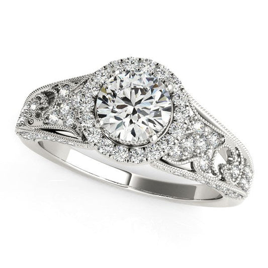 14k White Gold Diamond Engagement Ring with Baroque Shank Design (1 1/8 cttw) RCJ Rings  CELESTIA LUXE JEWELLERS