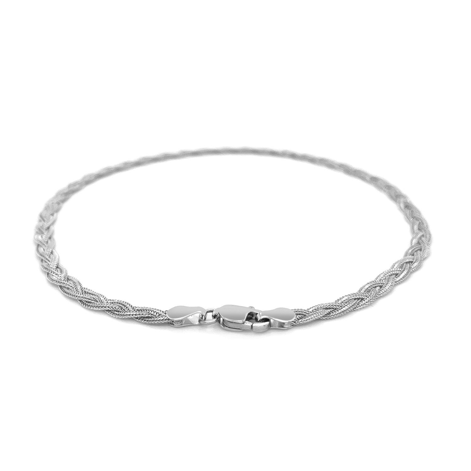 14k White Gold Braided Bracelet  (3.50 mm) RCJ Bracelets  CELESTIA LUXE JEWELLERS
