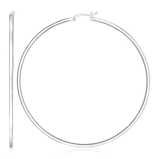 CELESTIALUXEJEWELLERS — Sterling Silver Large Rectangular Profile Polished Hoop Earrings(75mm)