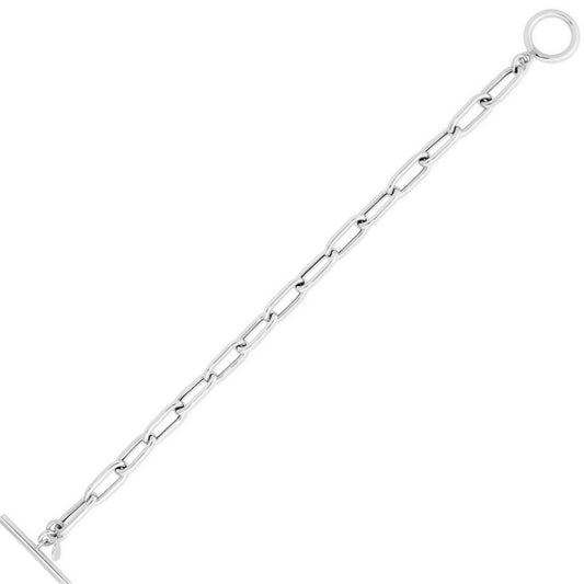 Lien Toggle Bracelet — Rhodium-Plated Sterling Silver, 10.20 mm