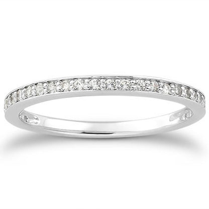 14k White Gold Micro-pave Diamond Wedding Ring Band Set 3/4 Around RCJ Rings  CELESTIA LUXE JEWELLERS