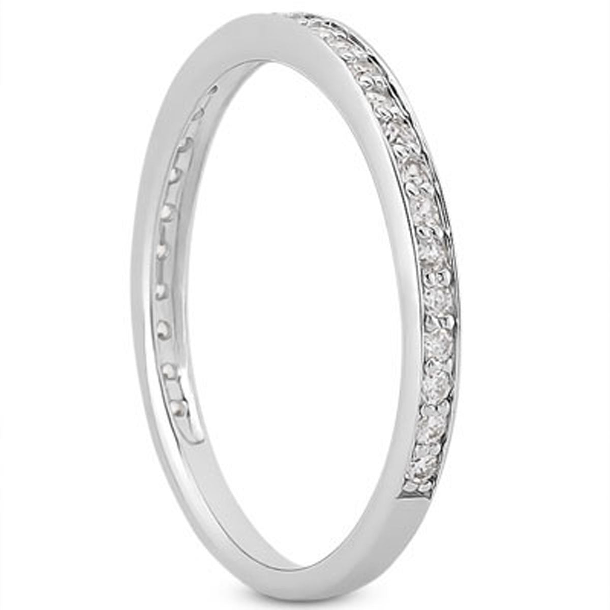14k White Gold Micro-pave Diamond Wedding Ring Band Set 3/4 Around RCJ Rings  CELESTIA LUXE JEWELLERS