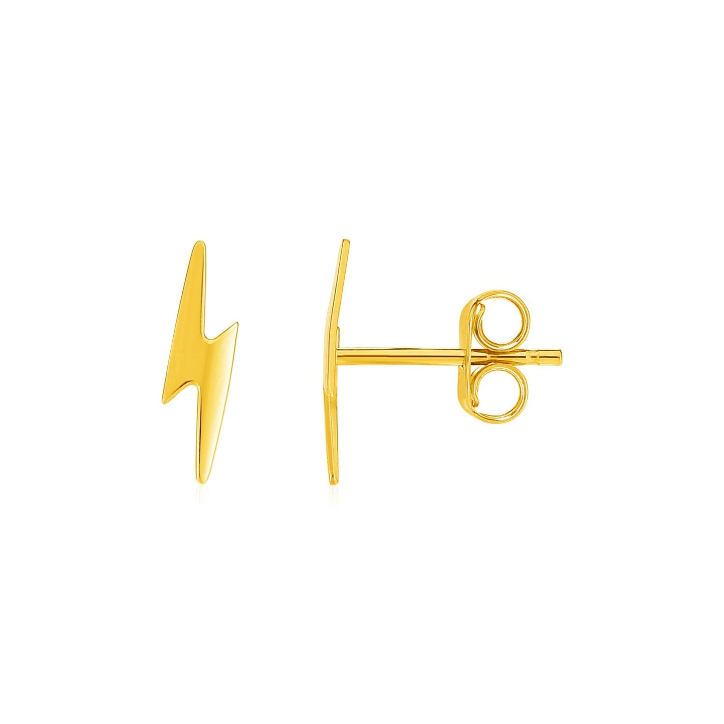 14k Yellow Gold Post Earrings with Lightning Bolts RCJ Earrings  CELESTIA LUXE JEWELLERS