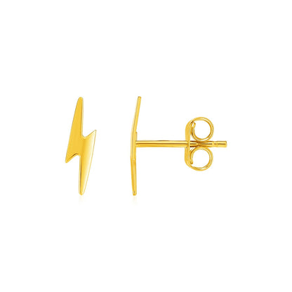 14k Yellow Gold Post Earrings with Lightning Bolts RCJ Earrings  CELESTIA LUXE JEWELLERS
