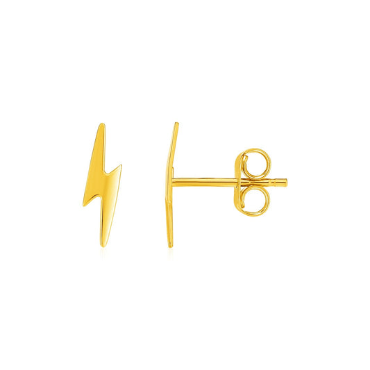 14k Yellow Gold Post Earrings with Lightning Bolts RCJ Earrings  CELESTIA LUXE JEWELLERS