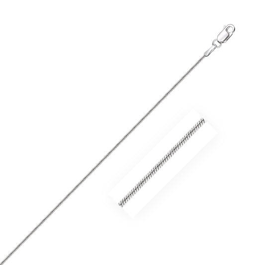 14k White Gold Round Snake Chain 0.9mm