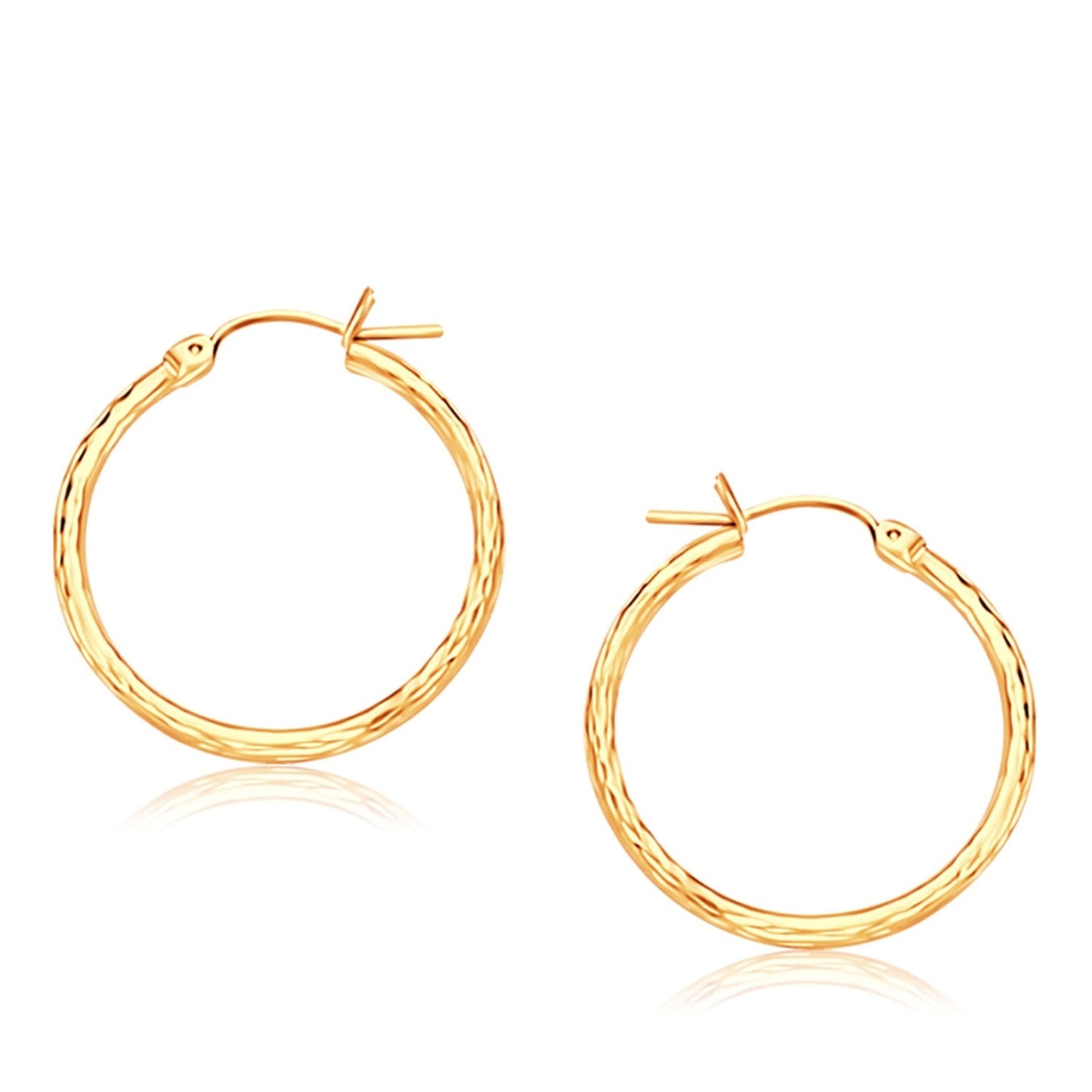 14K Yellow Gold Diamond Cut Hoop Earrings  (25mm Diameter) RCJ Earrings  CELESTIA LUXE JEWELLERS