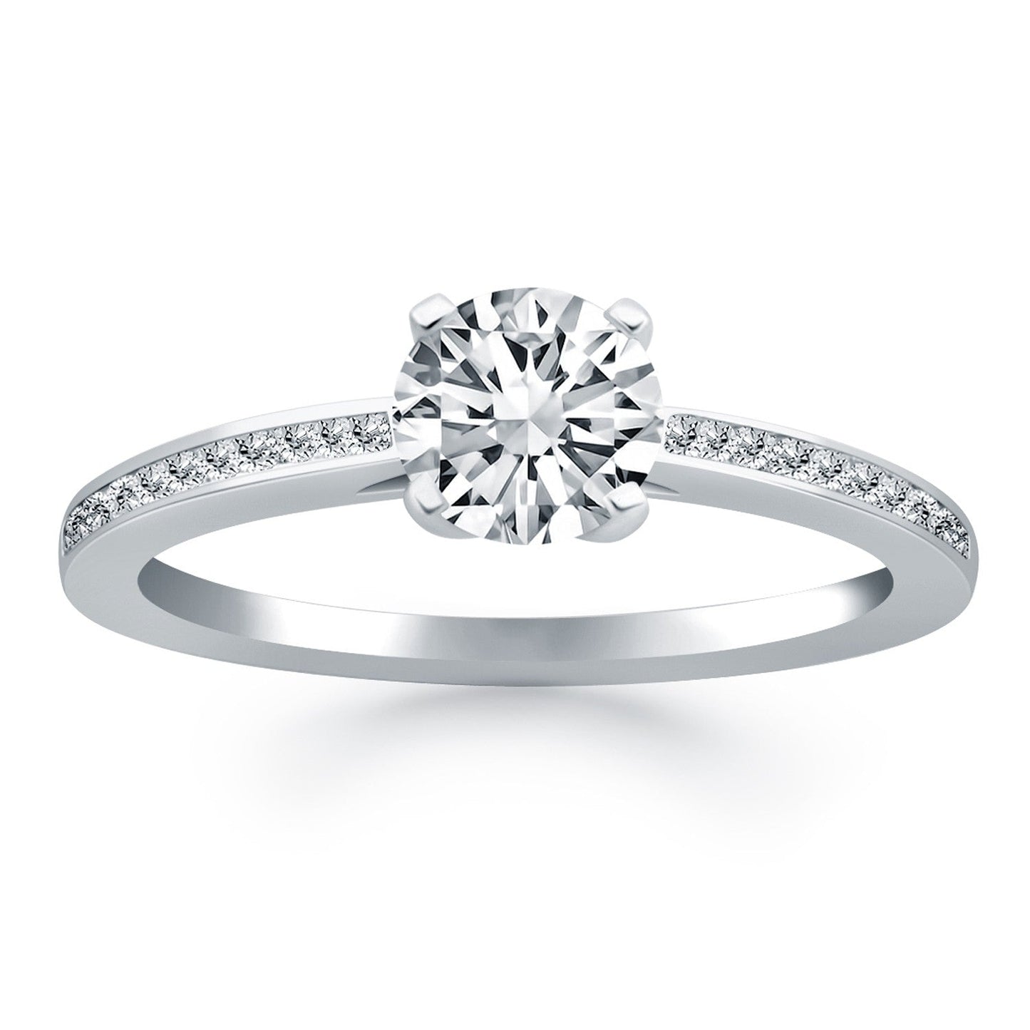 14k White Gold Channel Set Cathedral Engagement Ring RCJ Rings  CELESTIA LUXE JEWELLERS
