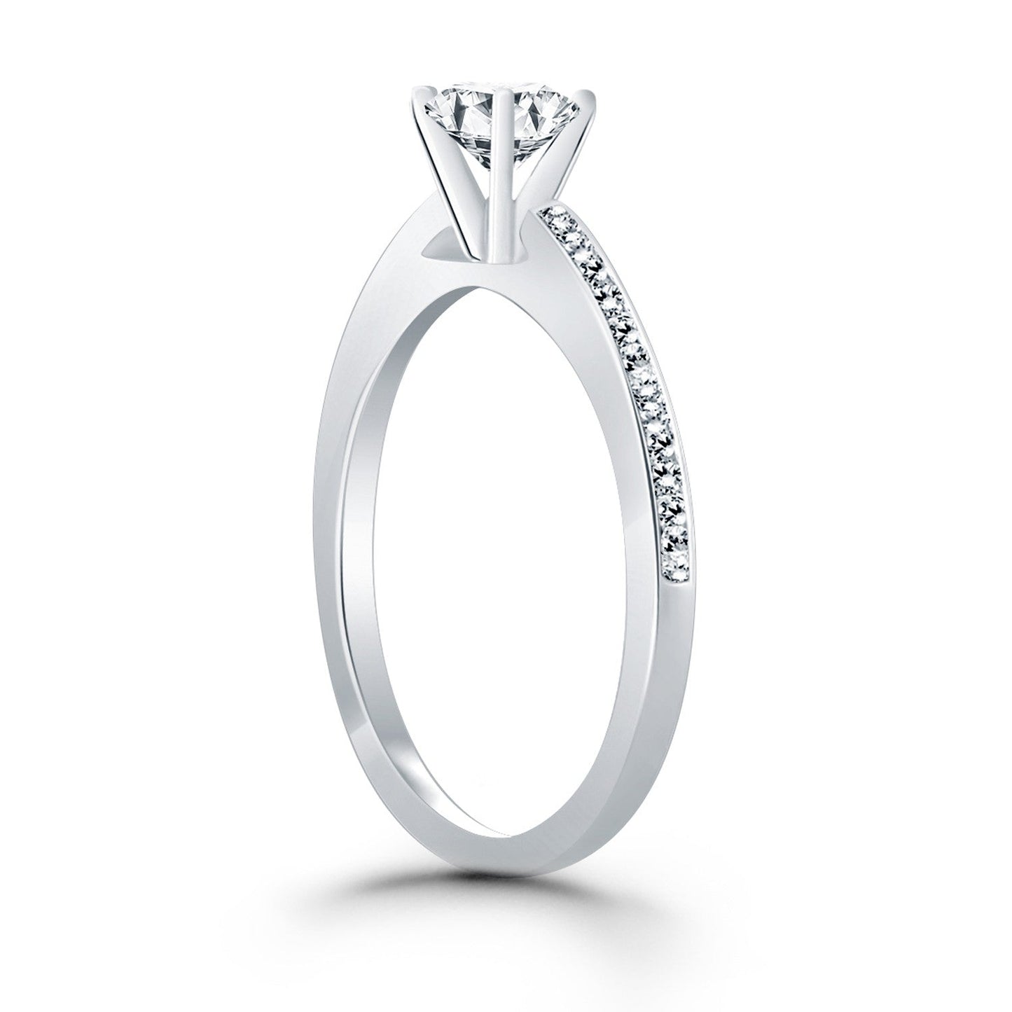 14k White Gold Channel Set Cathedral Engagement Ring RCJ Rings  CELESTIA LUXE JEWELLERS