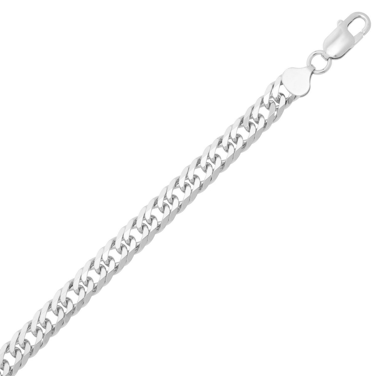 Sterling Silver Rhodium Plated Flat Miami Cuban Chain