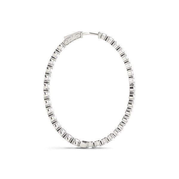 Oval Shape Two Sided Diamond Hoop Earrings in 14k White Gold (2 cttw) RCJ Earrings  CELESTIA LUXE JEWELLERS
