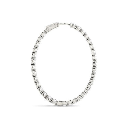 Oval Shape Two Sided Diamond Hoop Earrings in 14k White Gold (2 cttw) RCJ Earrings  CELESTIA LUXE JEWELLERS