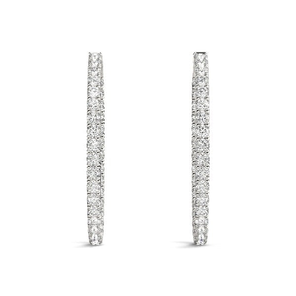 Oval Shape Two Sided Diamond Hoop Earrings in 14k White Gold (2 cttw) RCJ Earrings  CELESTIA LUXE JEWELLERS