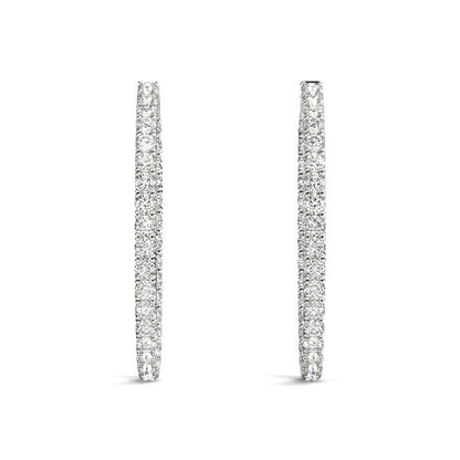Oval Shape Two Sided Diamond Hoop Earrings in 14k White Gold (2 cttw) RCJ Earrings  CELESTIA LUXE JEWELLERS