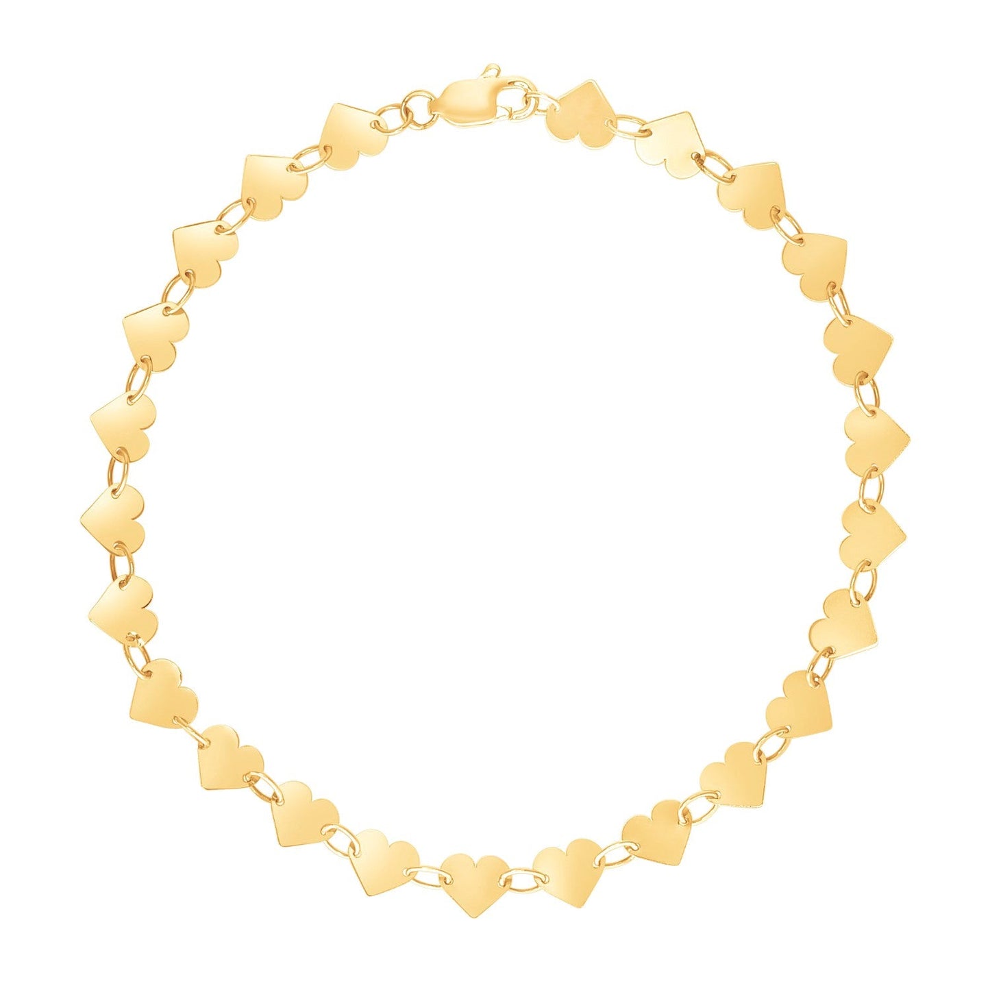 14k Yellow Gold 7 inch Mirrored Heart Chain Bracelet (5.00 mm) RCJ Bracelets  CELESTIA LUXE JEWELLERS