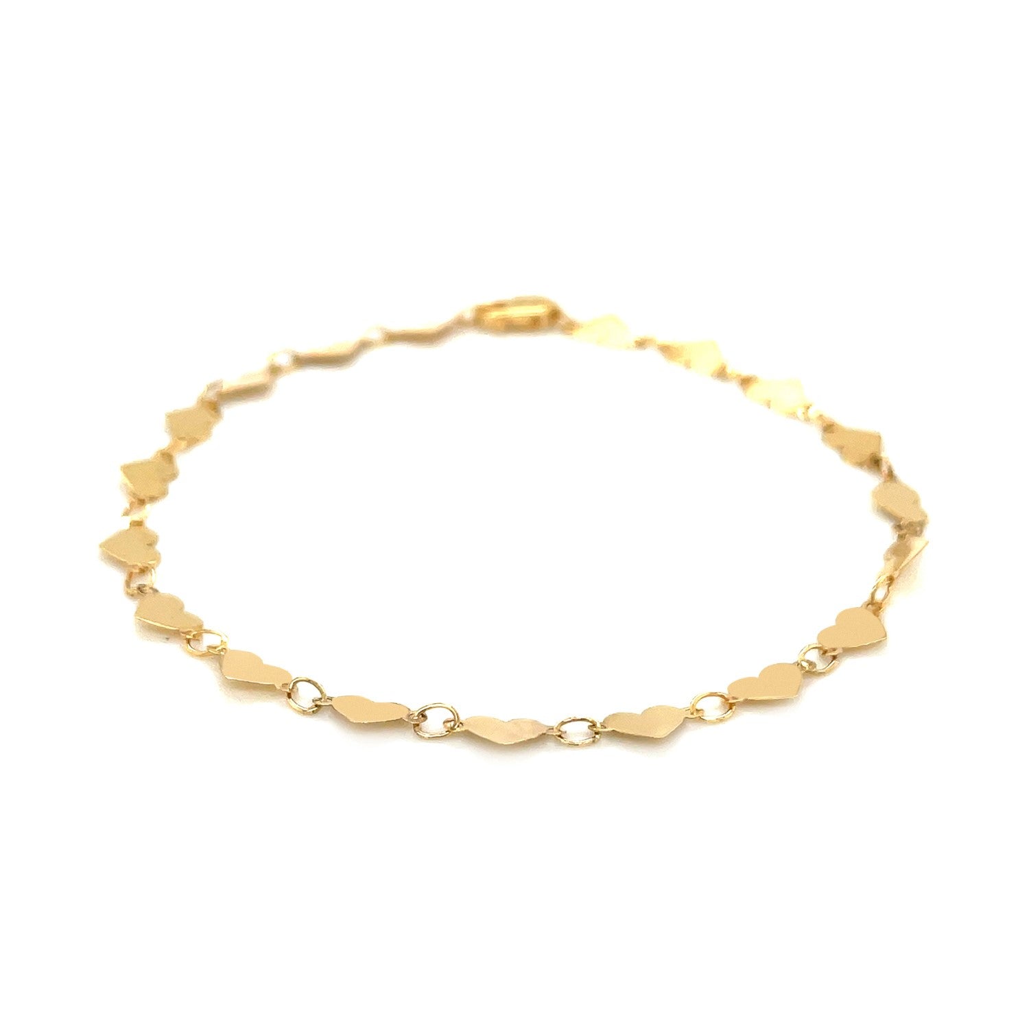 14k Yellow Gold 7 inch Mirrored Heart Chain Bracelet (5.00 mm) RCJ Bracelets  CELESTIA LUXE JEWELLERS