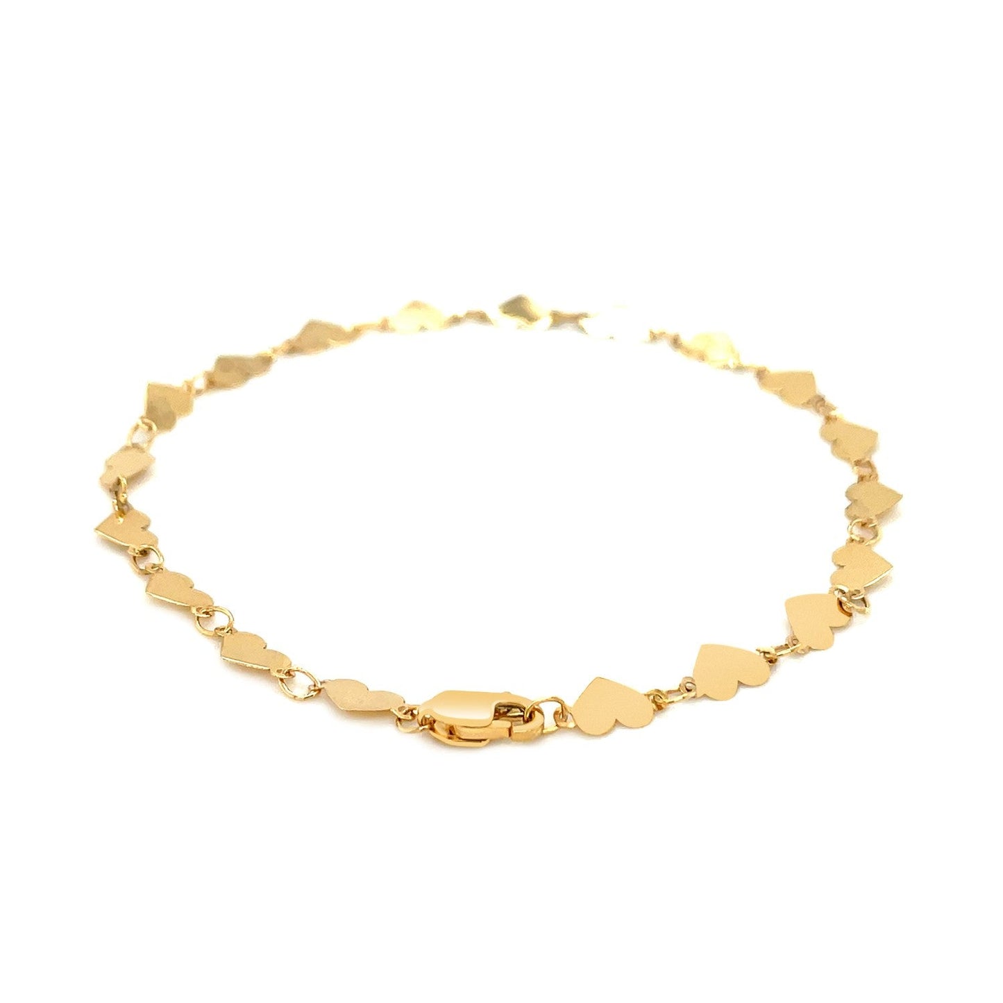 14k Yellow Gold 7 inch Mirrored Heart Chain Bracelet (5.00 mm) RCJ Bracelets  CELESTIA LUXE JEWELLERS