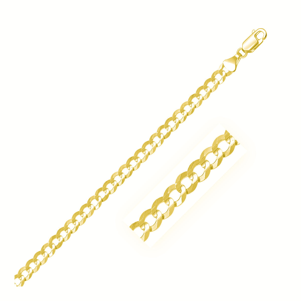 14k Yellow Gold Solid Curb Chain