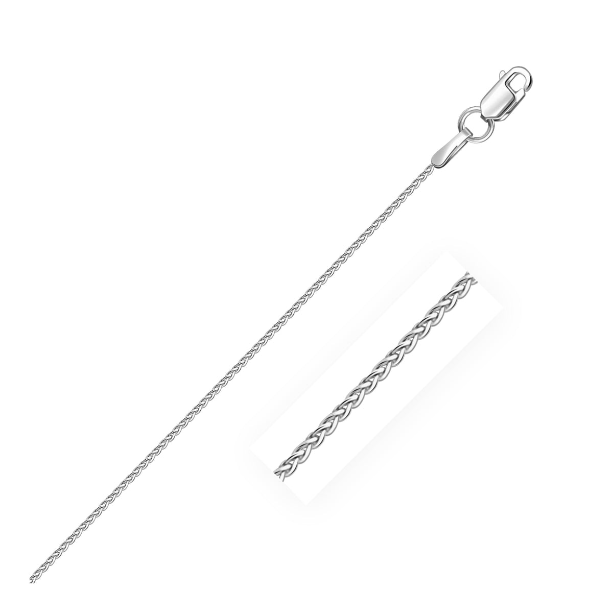 14k White Gold Round Wheat Chain