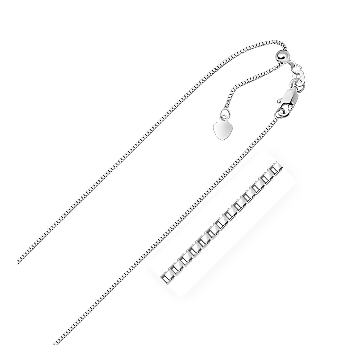 14k White Gold Adjustable Box Chain