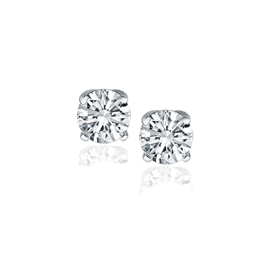 14k White Gold Diamond Four Prong Stud Earrings (1 cttw) RCJ Earrings  CELESTIA LUXE JEWELLERS