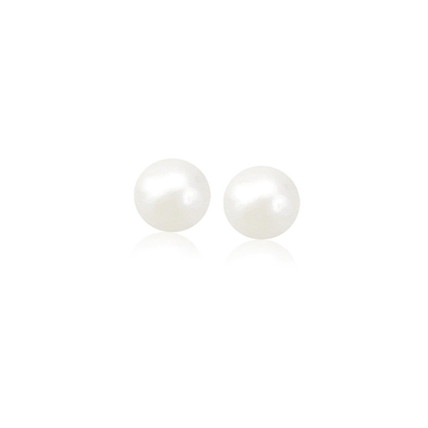 14k Yellow Gold Freshwater Cultured White Pearl Stud Earrings (6mm) RCJ Earrings  CELESTIA LUXE JEWELLERS