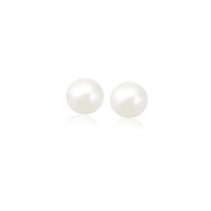14k Yellow Gold Freshwater Cultured White Pearl Stud Earrings (6mm) RCJ Earrings  CELESTIA LUXE JEWELLERS