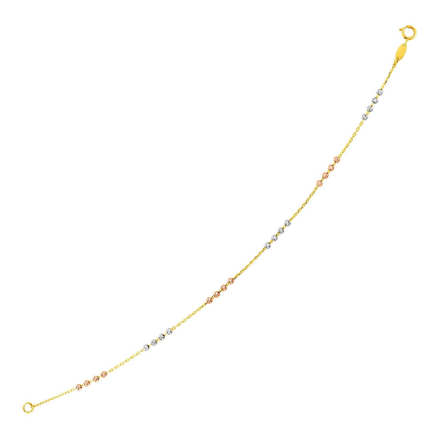 14k Tri Color Gold Station Bracelet with Textured Beads (2.10 mm) RCJ Bracelets  CELESTIA LUXE JEWELLERS