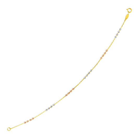 14k Tri Color Gold Station Bracelet with Textured Beads (2.10 mm) RCJ Bracelets  CELESTIA LUXE JEWELLERS