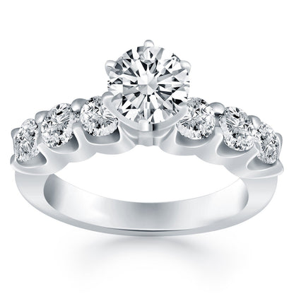 14k White Gold Shared Prong Diamond Engagement Ring RCJ Rings  CELESTIA LUXE JEWELLERS