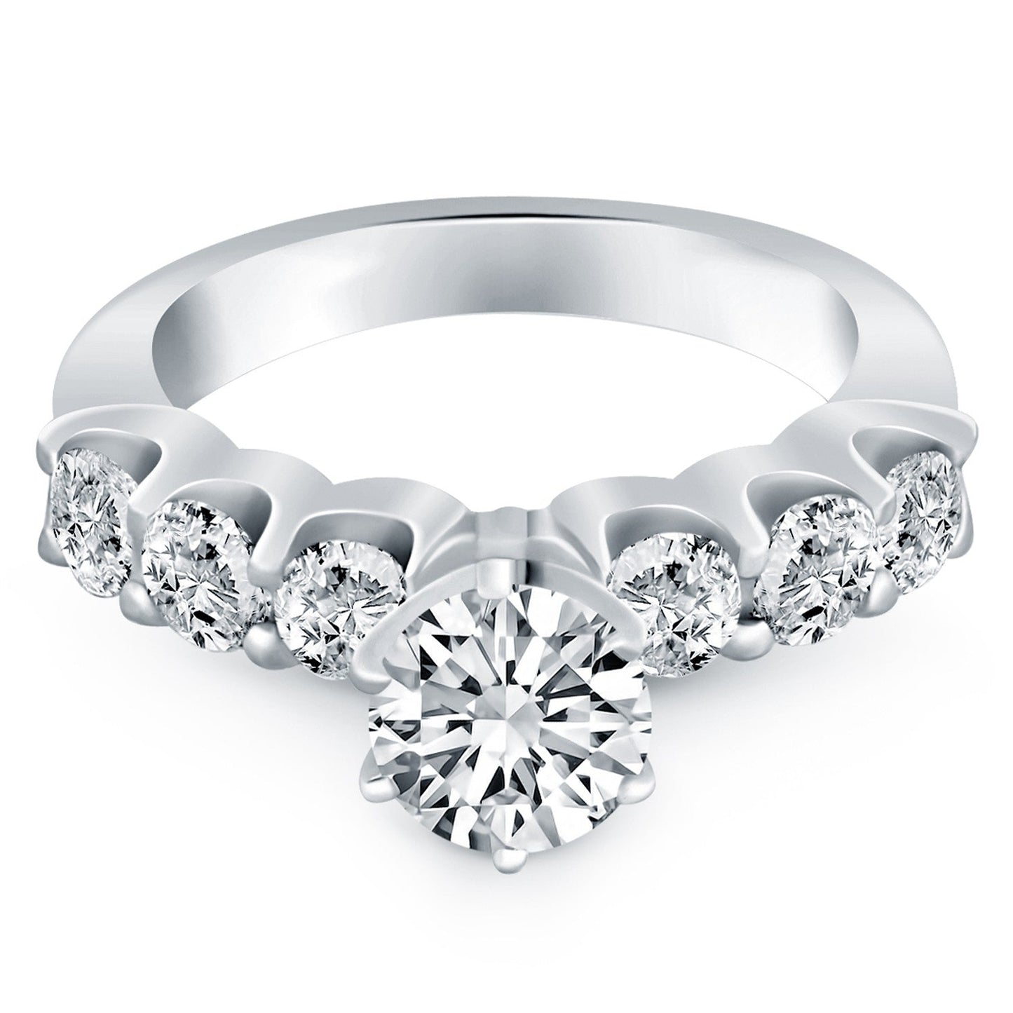 14k White Gold Shared Prong Diamond Engagement Ring RCJ Rings  CELESTIA LUXE JEWELLERS
