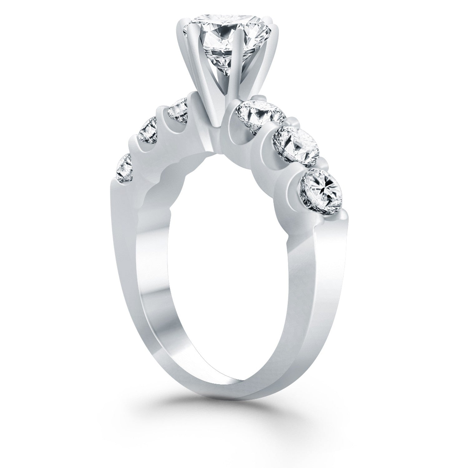 14k White Gold Shared Prong Diamond Engagement Ring RCJ Rings  CELESTIA LUXE JEWELLERS