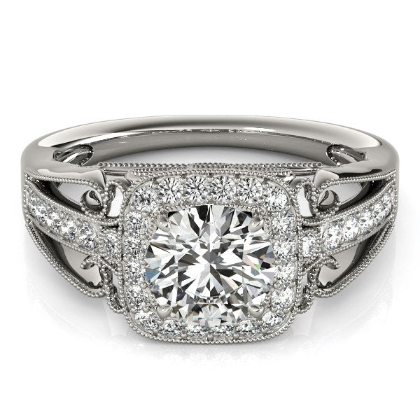 14k White Gold Baroque Shank Style Cut Diamond Engagement Ring (1 1/4 cttw) RCJ Rings  CELESTIA LUXE JEWELLERS