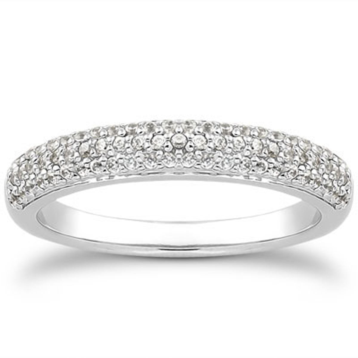 14k White Gold Triple Multi-Row Micro- Pave Diamond Wedding Ring Band RCJ Rings  CELESTIA LUXE JEWELLERS