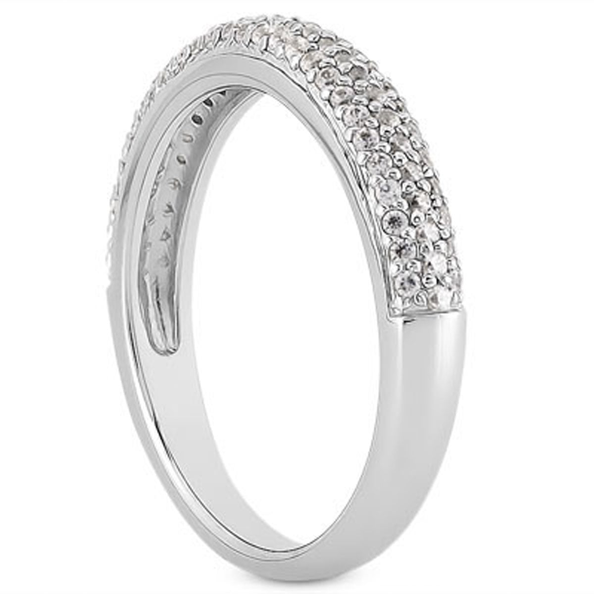 14k White Gold Triple Multi-Row Micro- Pave Diamond Wedding Ring Band RCJ Rings  CELESTIA LUXE JEWELLERS
