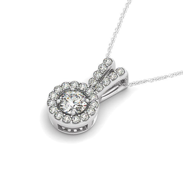 Round Pendant with Split Bail and Diamond Halo in 14k White Gold (3/4 cttw) RCJ Necklaces  CELESTIA LUXE JEWELLERS